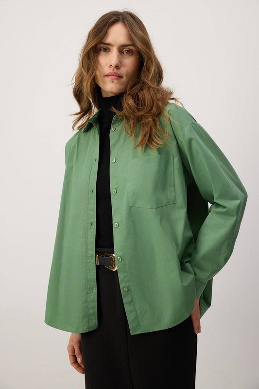 Camicia oversize verde con maxi tasca