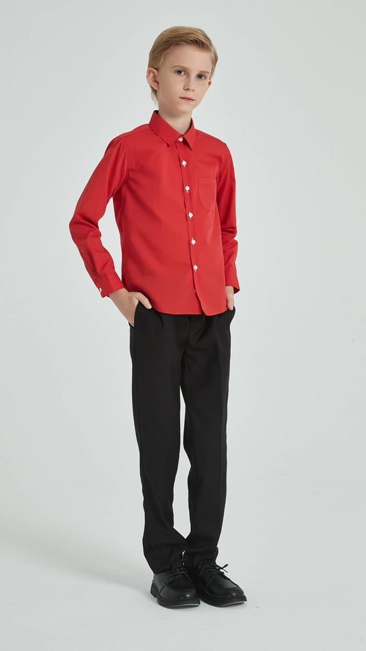 Camicia rossa bambino easy iron con taschino