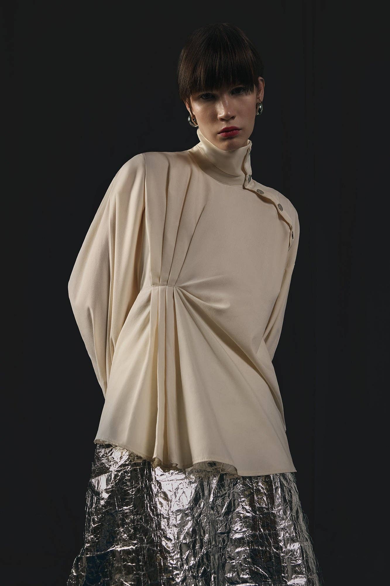 Camicia asimmetrica in popeline di cotone