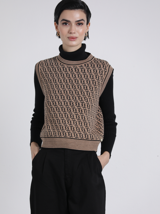 Gilet in maglia jacquard bicolor