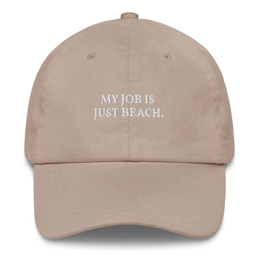 Cappellino da baseball ricamato “My Job Is Just Beach”