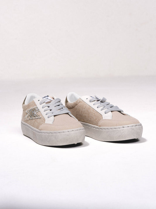 Sneakers con glitter a contrasto