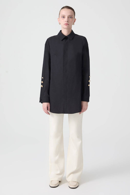 Camicia in popeline con bottoni in metallo in misto cotone