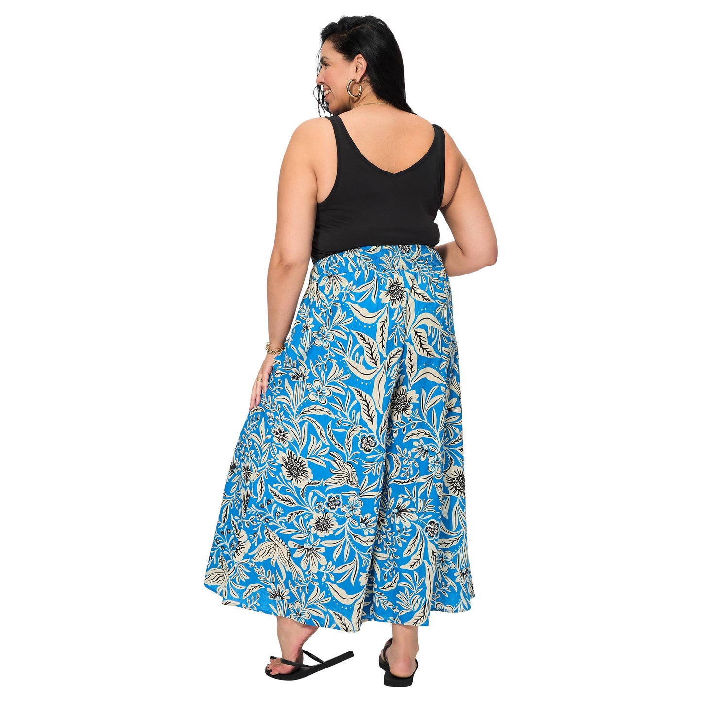 Pantaloni estivi lunghi in cotone a fantasia floreale