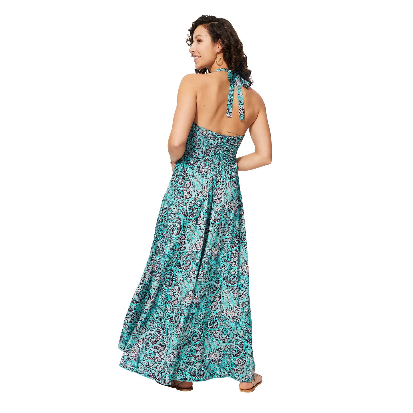 Abito lungo estivo boho con schiena scoperta