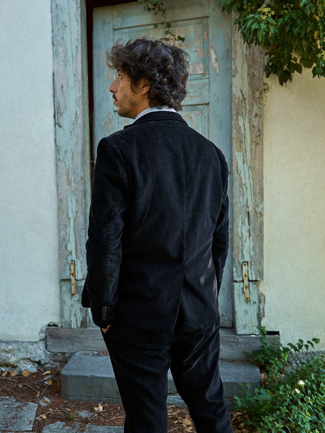 Giacca da completo in velluto a coste blu navy