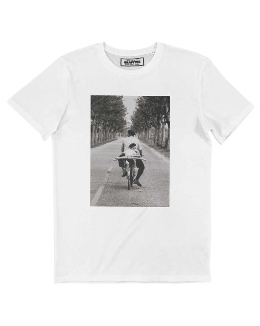 T-shirt in cotone biologico con foto vintage in bianco e nero