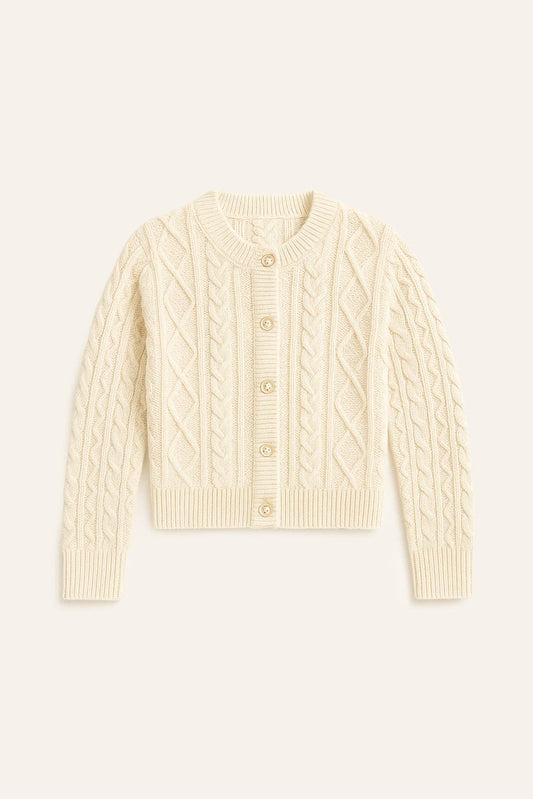 Cardigan in maglia a trecce con bottoni