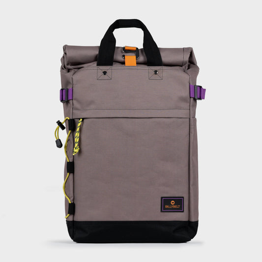 Zaino roll-top in poliestere riciclato color taupe