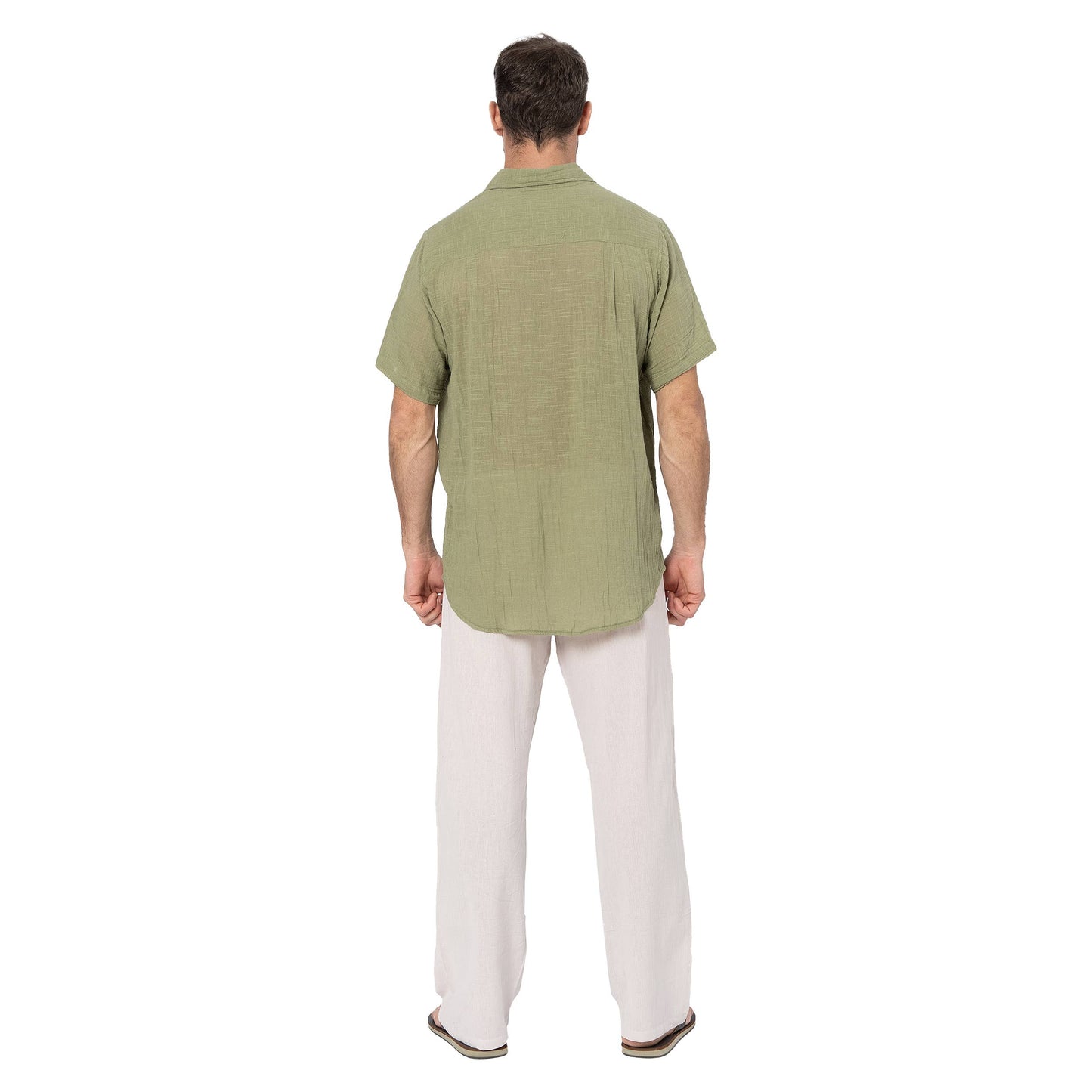 Camicia estiva a maniche corte in cotone verde