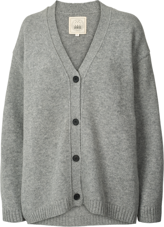 Cardigan Edith in lana d’agnello grigio mélange