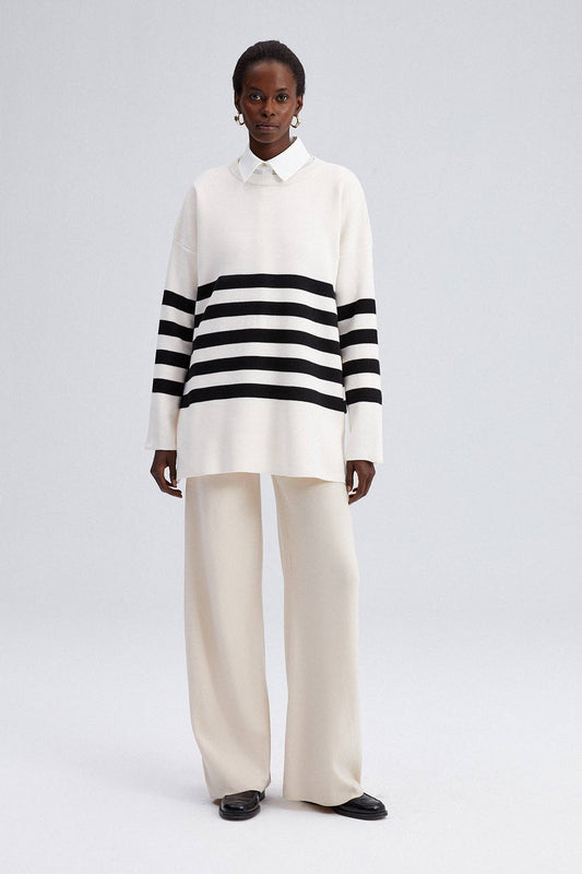 Tunica in maglia a righe bianco e nero
