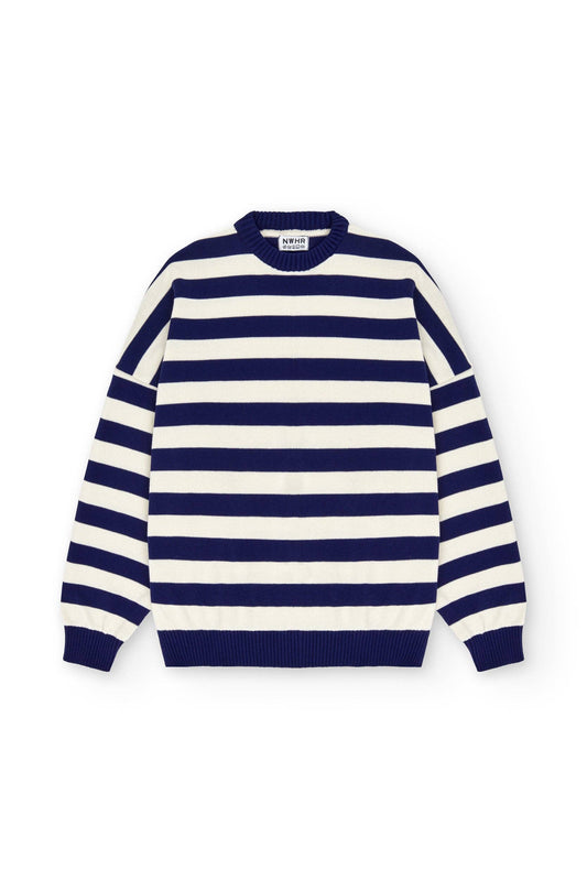 Maglione a righe navy in cotone biologico