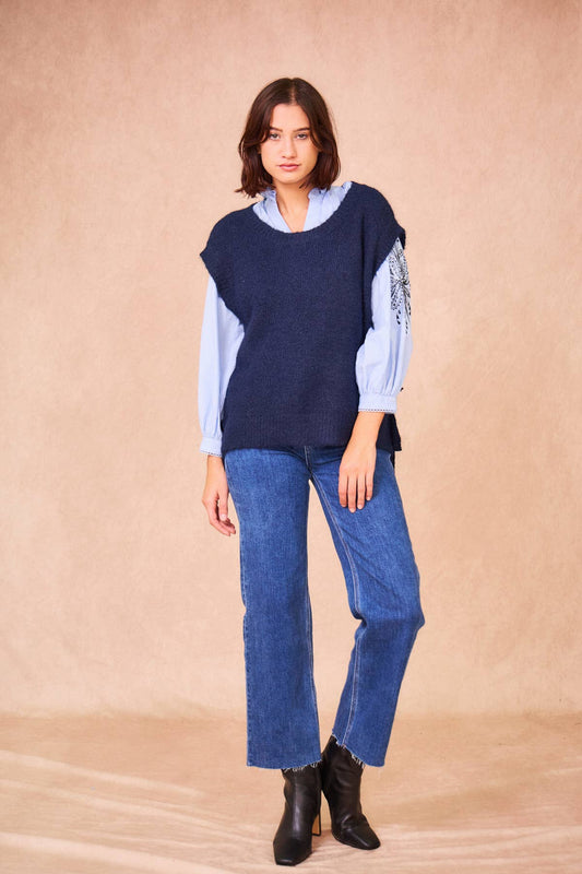 Gilet in maglia Majorelle oversize con lacci laterali