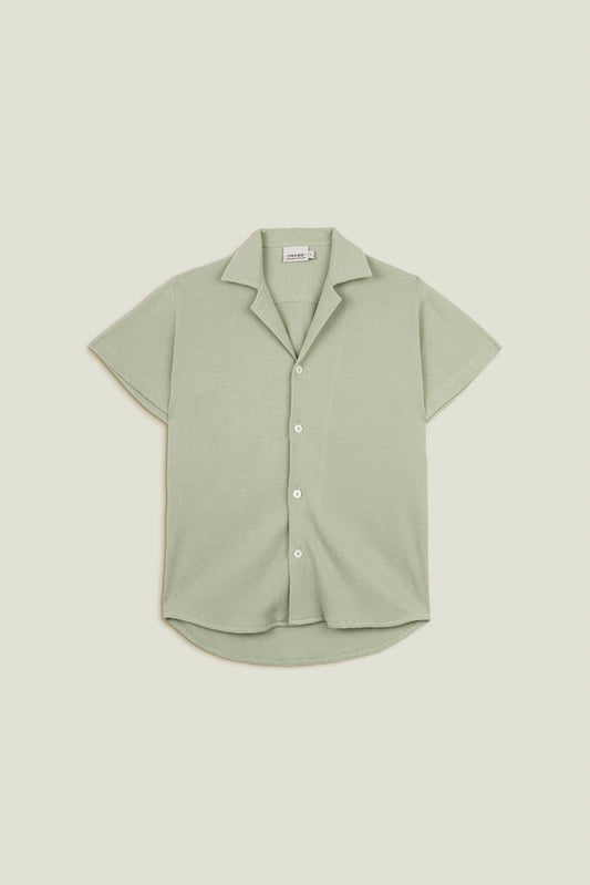 Camicia verde in cotone waffle