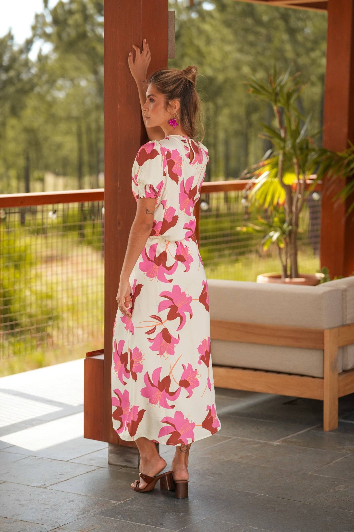 Gonna midi floreale in viscosa