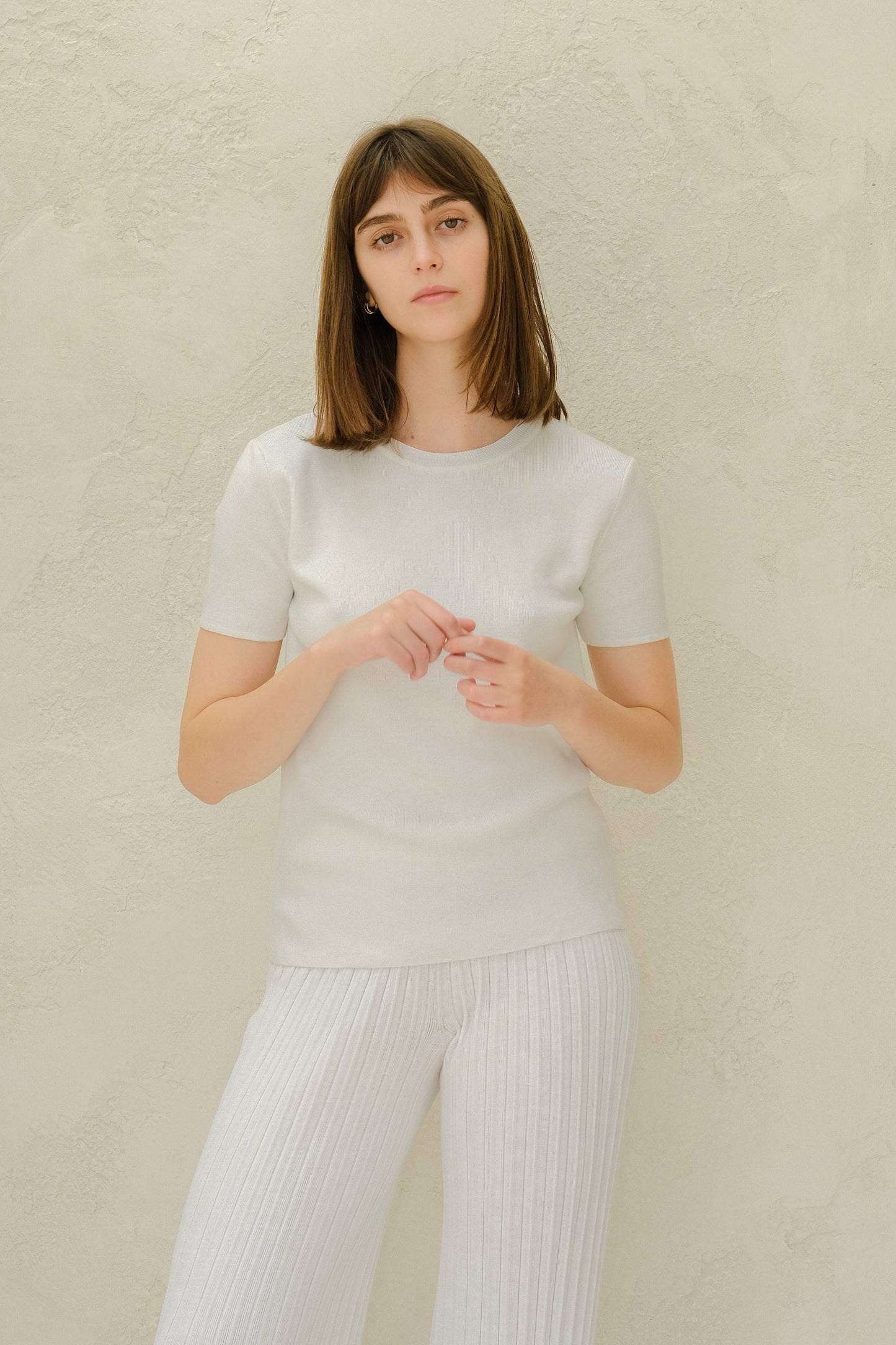 T-shirt in maglia di cotone premium a girocollo