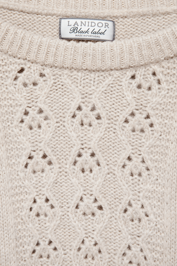 Maglione in maglia strutturata traforata girocollo