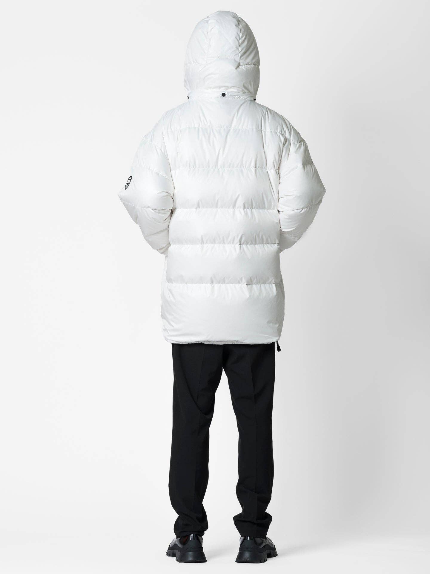 Parka oversize con logo e cappuccio removibile