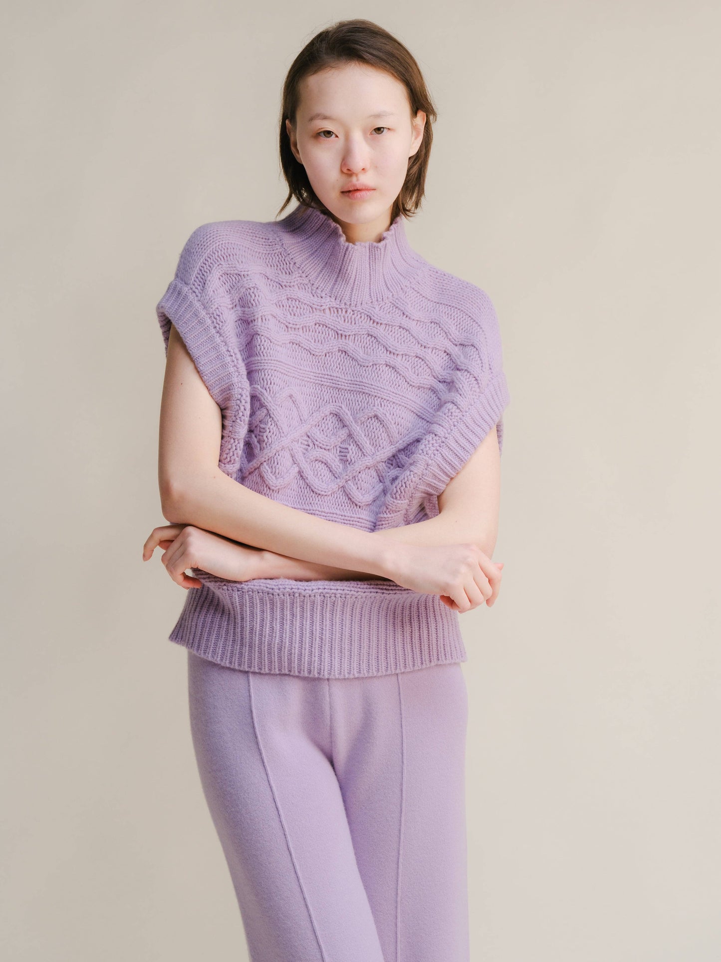 Tunica maxi a trecce in misto cashmere
