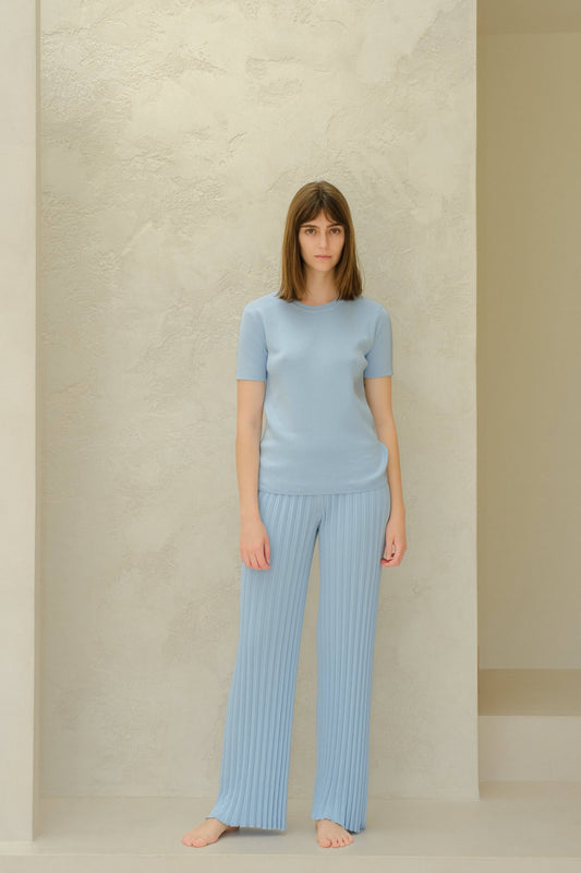 T-shirt in maglia di cotone premium a girocollo