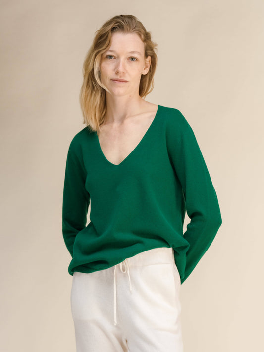 Maglia scollo a V in misto cashmere 3D Knit