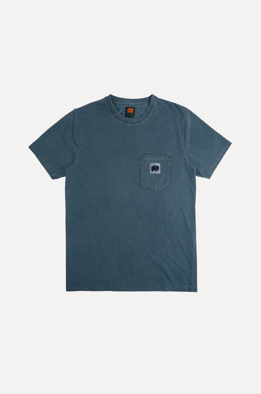 T-shirt in garza tinta a pigmento verde olmo con taschino