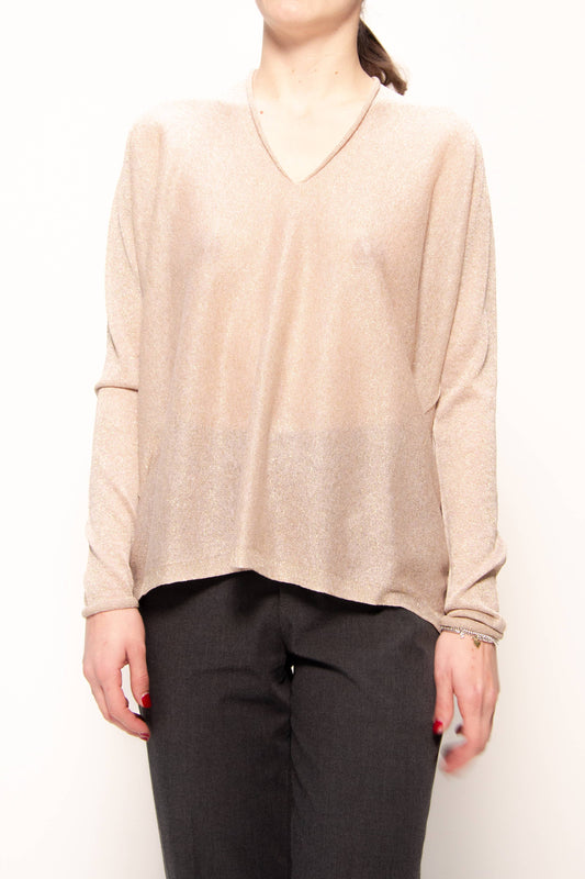 Maxi maglione glitterato con scollo a V