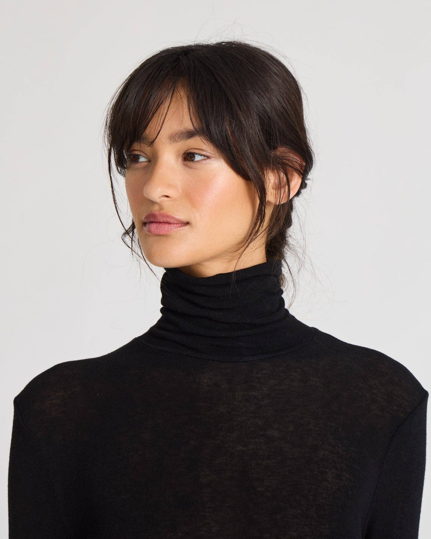 Maglia a collo alto Anna in misto lana nera