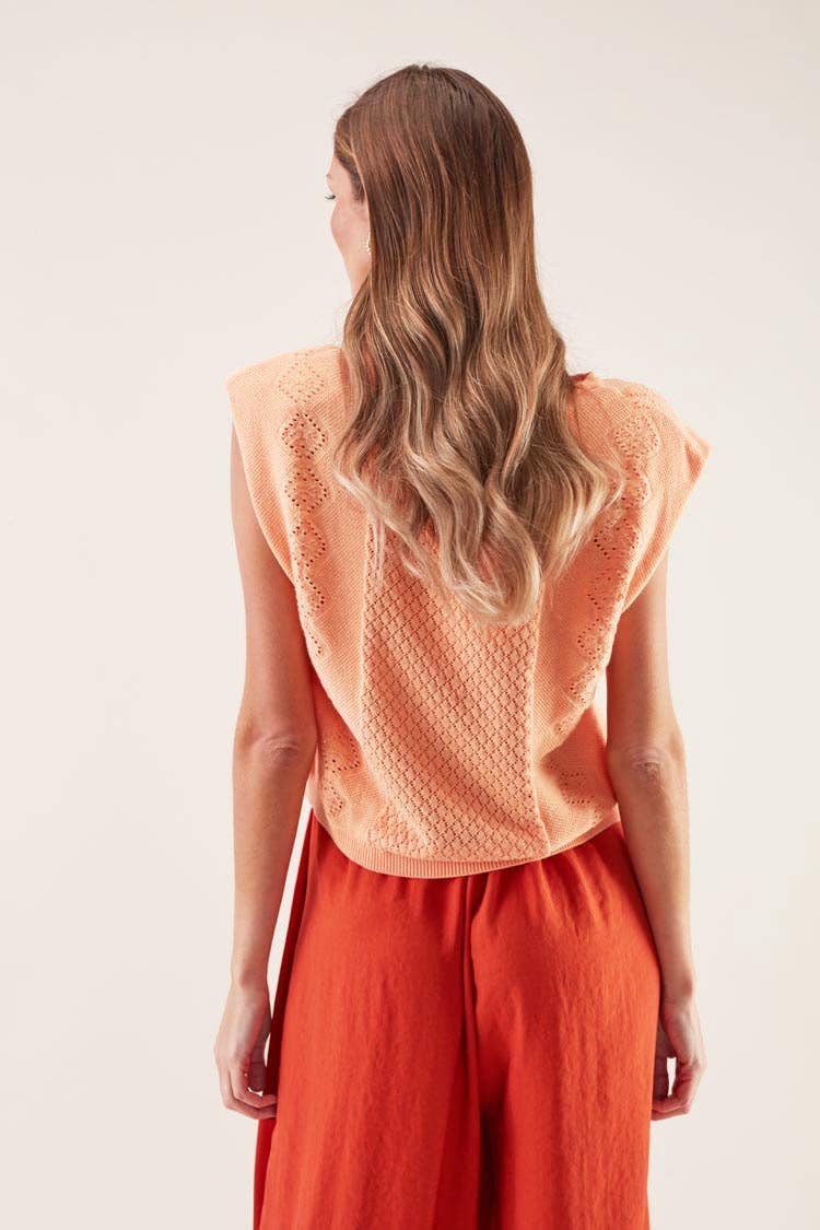 Canotta Ombreiras in cotone con lavorazione traforata