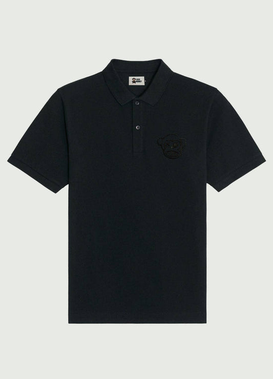 Polo uomo Hawk nera in cotone piqué