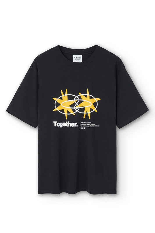 T-shirt nera oversize con stampa Star in cotone biologico