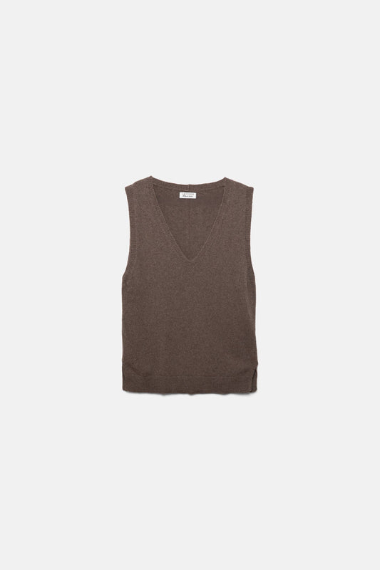 Gilet in maglia rasata con scollo a V