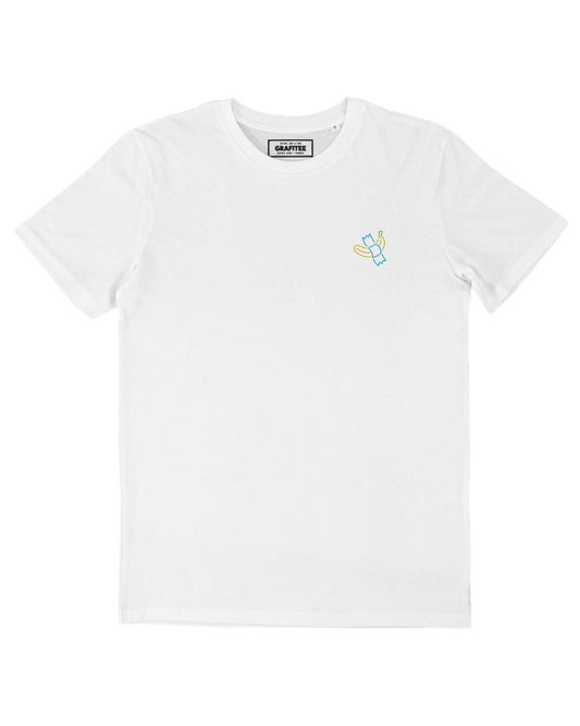 T-shirt ricamata "Don’t Touch It’s Art" in cotone biologico premium
