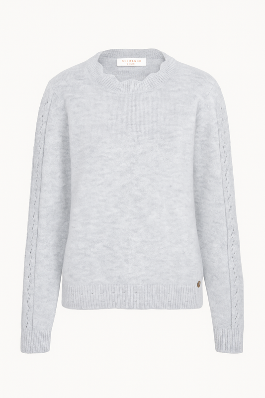 Maglia con maniche traforate e scollo tondo