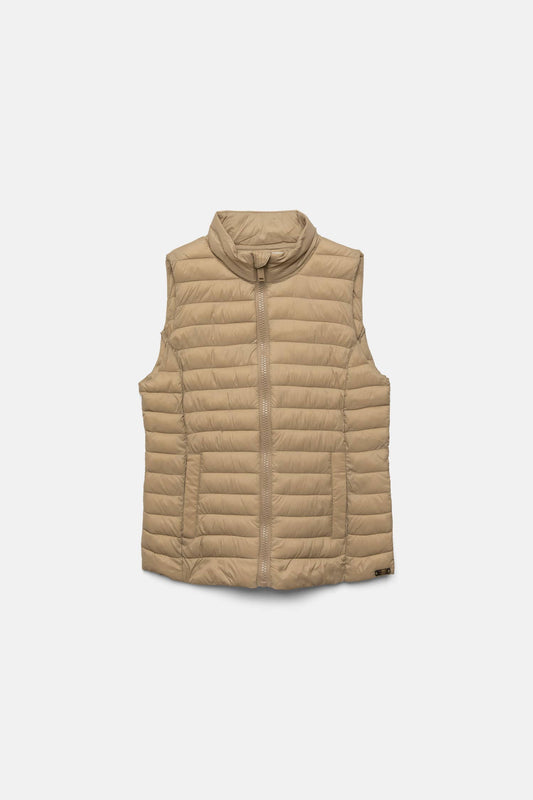 Gilet trapuntato con collo alto e zip