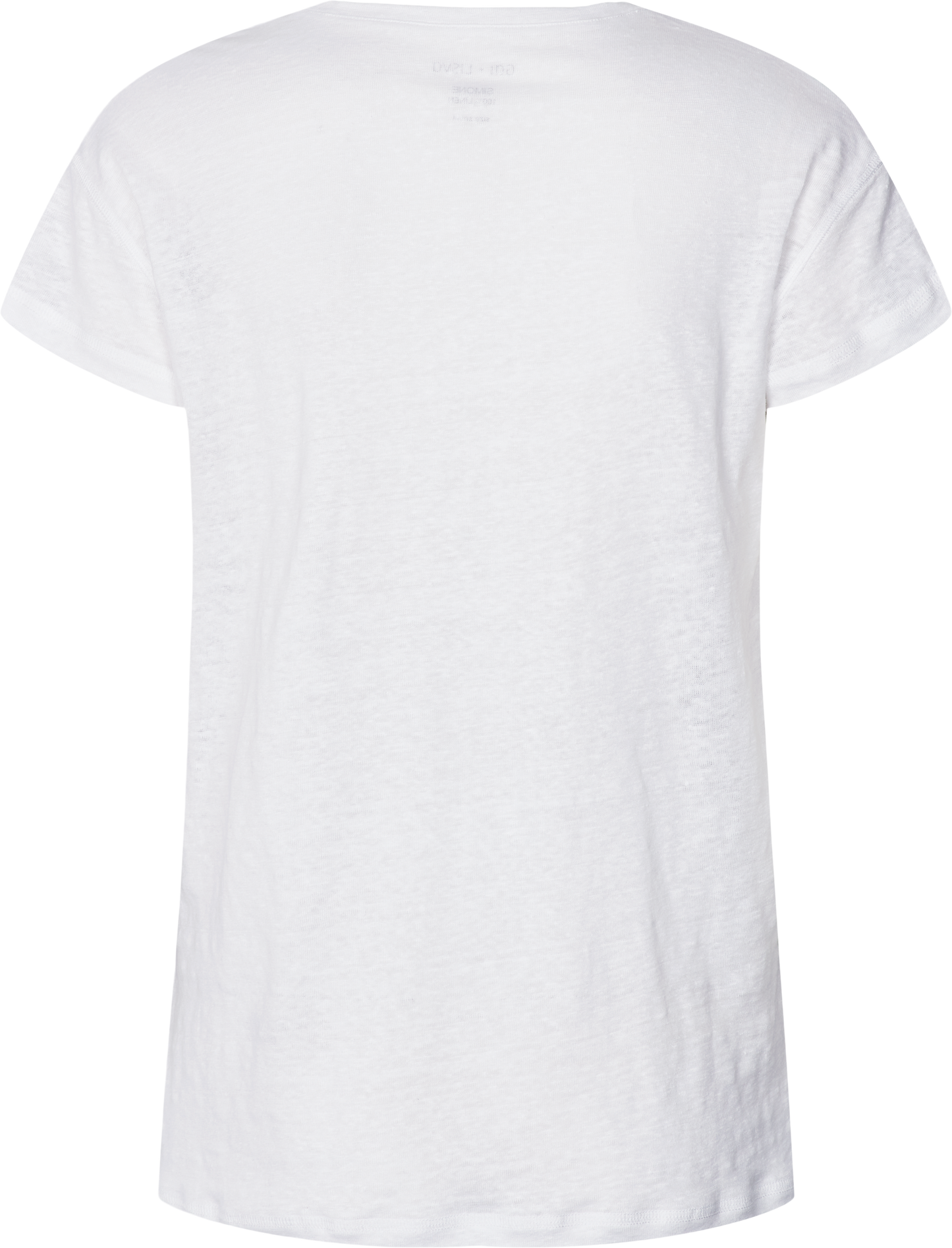 T-shirt in lino Simone bianca con scollo a V