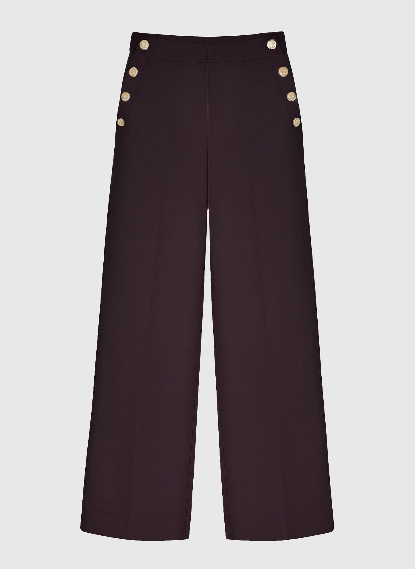 Pantaloni palazzo a vita alta color vino