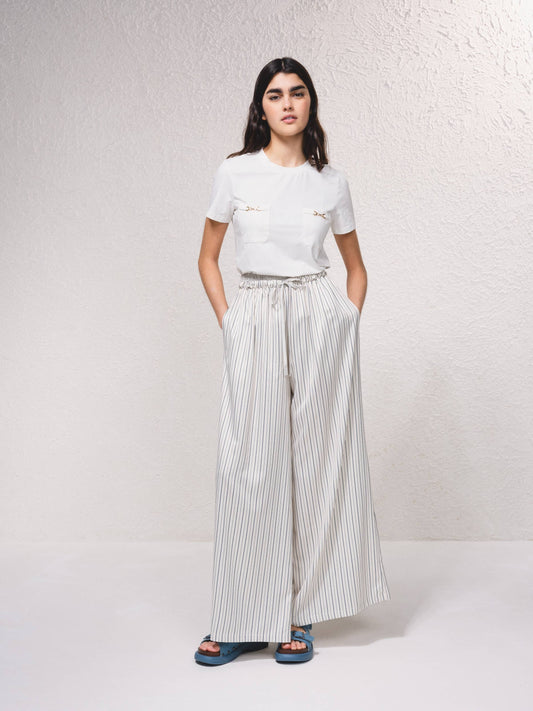 Pantaloni palazzo a righe con coulisse