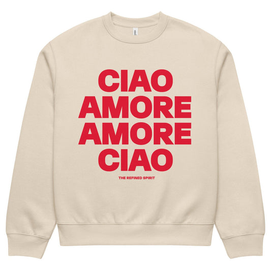 Felpa oversize pesante unisex “Amore Ciao”