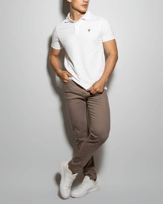 Pantaloni Drill Marroni Stretch Uomo