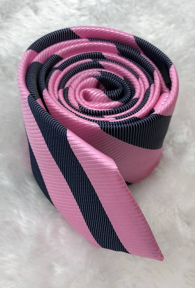 Cravatta a righe rosa e blu navy