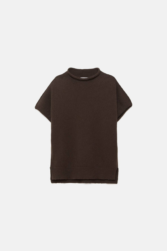 Maglione in lana a maglia rasata con collo alto