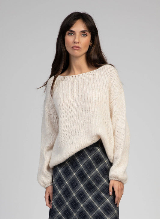 Maglione oversize in maglia spessa écru