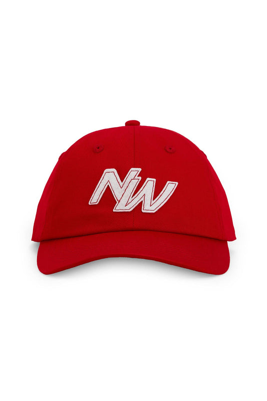 Cappellino snapback rosso in cotone organico con logo ricamato