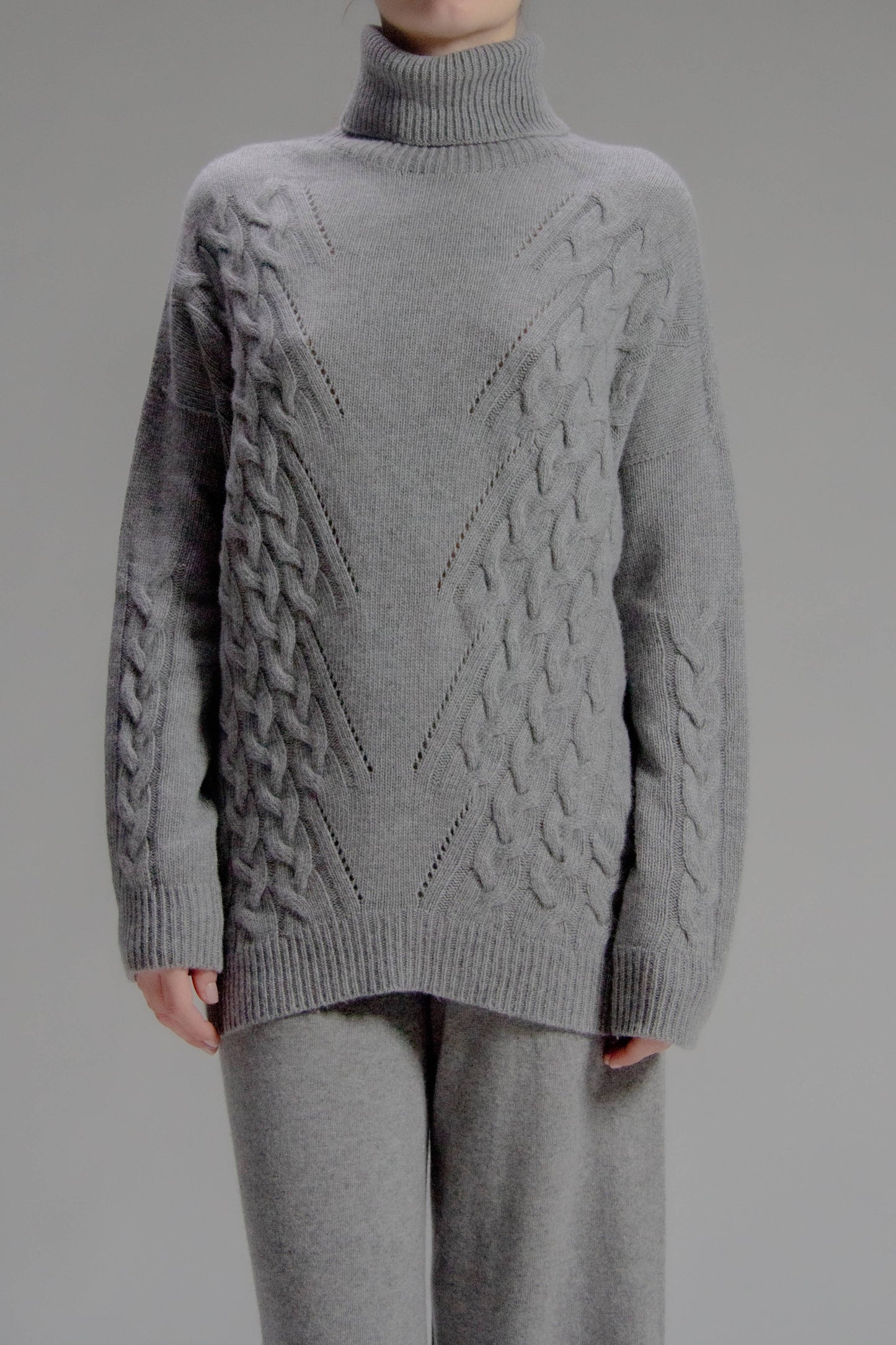 Maglione dolcevita oversize in misto cashmere 3D Knit