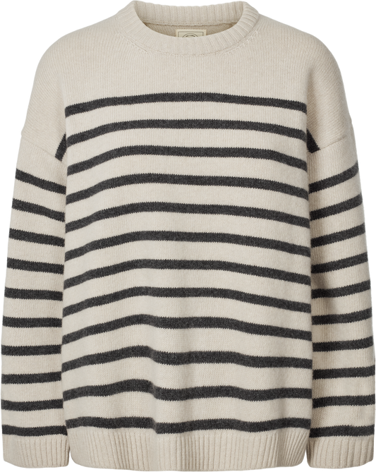 Maglione oversize a righe in lana d’agnello biologica