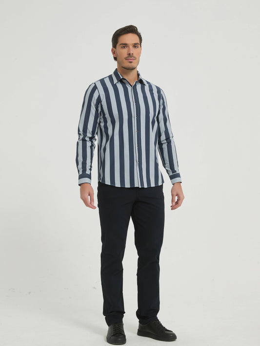 Camicia a righe comfort blu navy