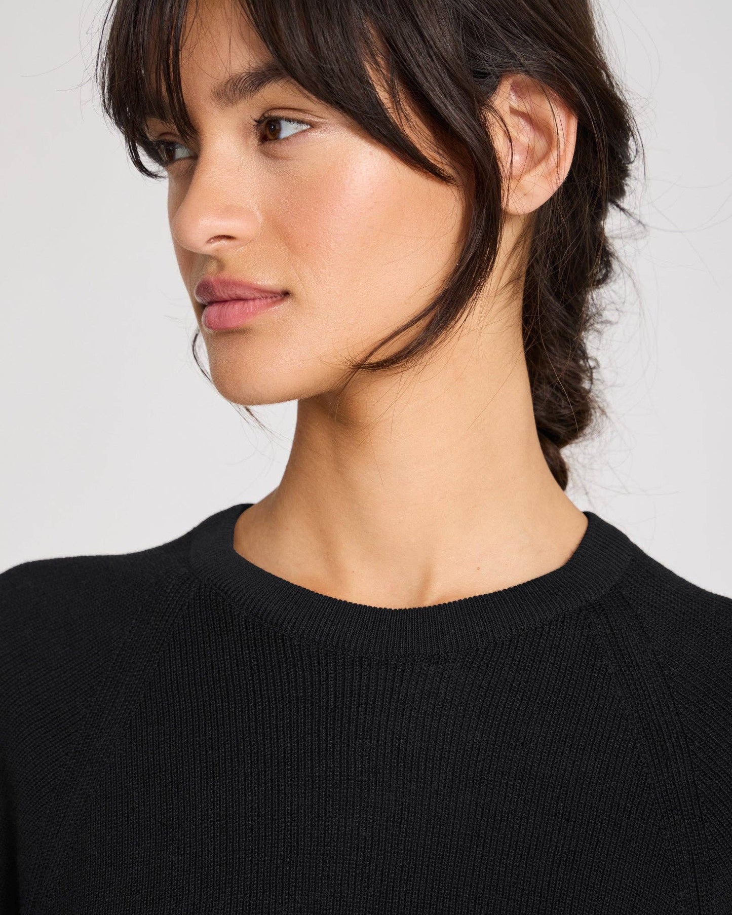 T-shirt in maglia Karen in cotone biologico nero