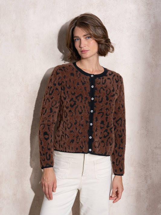 Cardigan in maglia animalier da donna